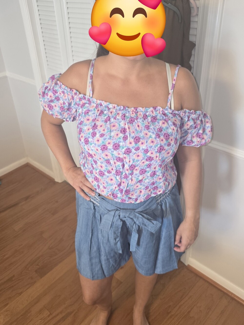 High-Waist Blue Tie-Belt Shorts